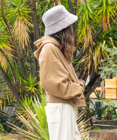 SURF＆Palms Embroidered Knit Hooded Top