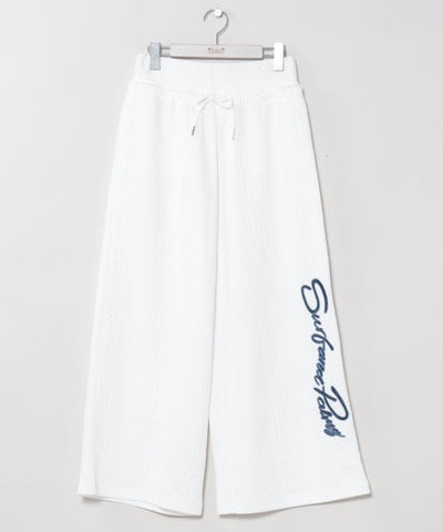 Embroidered Textured Knit Pants - SURF＆Palms by Kahiko - Ametsuchi