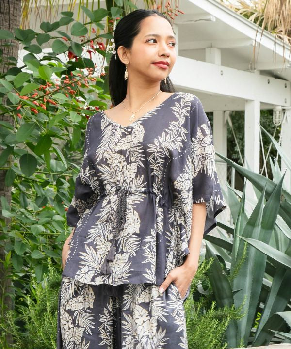 Lei Print UV Protection Rayon Top by Kahiko - Ametsuchi