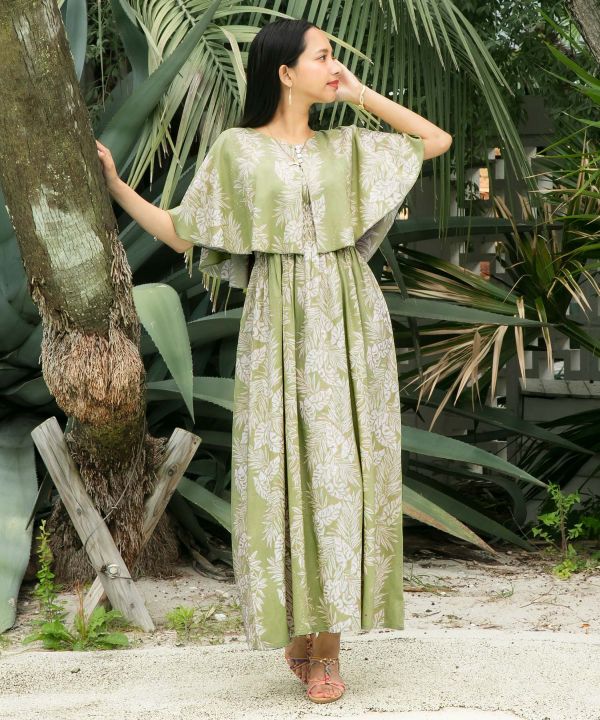 Lei Print Dress Cape Set by Kahiko - Ametsuchi
