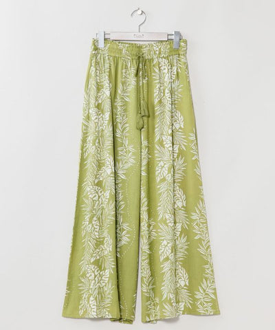 Lei Print Wide Leg Pants