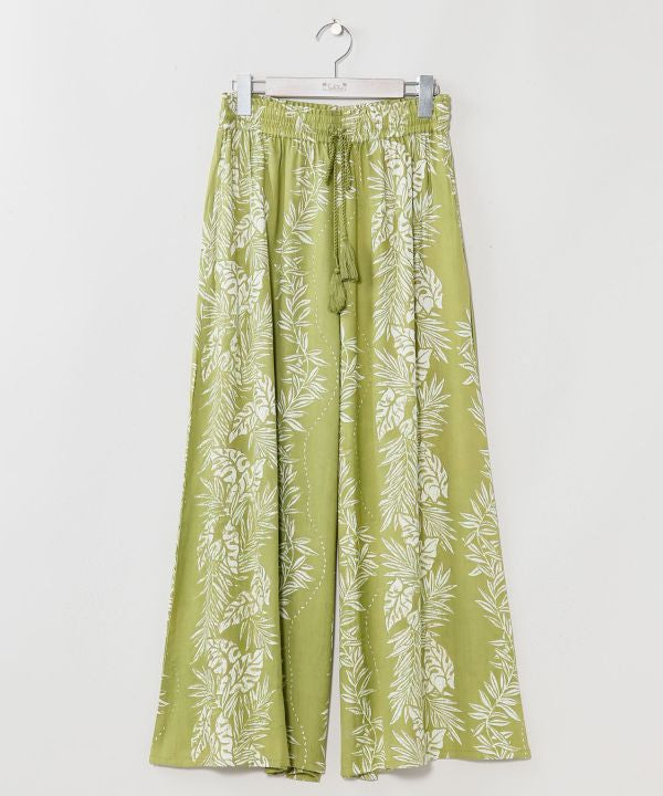 Lei Print Wide Leg Pants