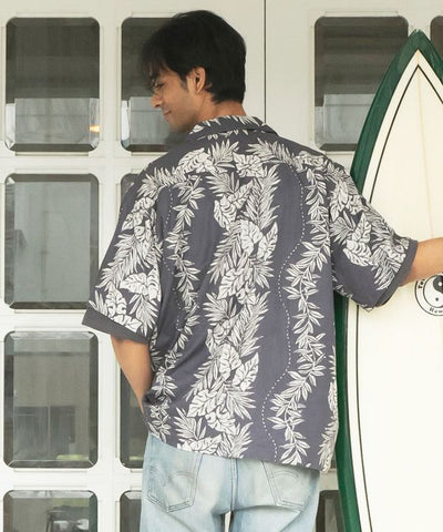 Lei Print Rayon Aloha Shirt