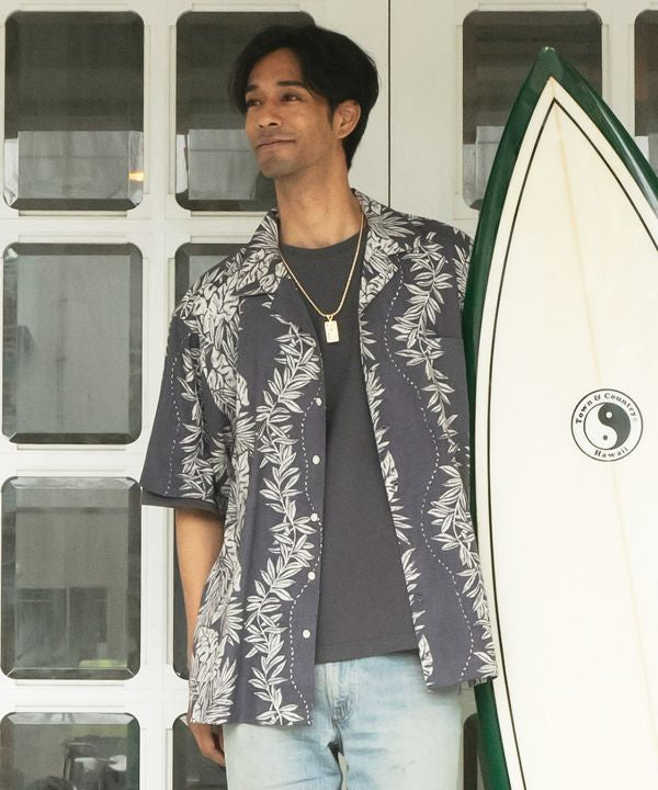 Lei Print Rayon Aloha Shirt by Kahiko - Ametsuchi