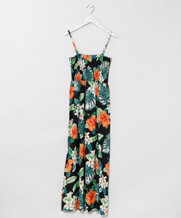 Hawaiian Botanical Foil Dress Cape Set by Kahiko - Ametsuchi