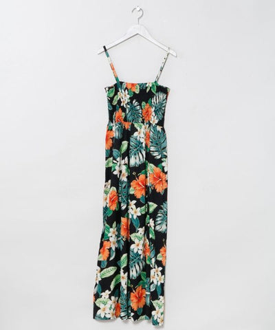 Hawaiian Botanical Foil Dress Cape Set by Kahiko - Ametsuchi