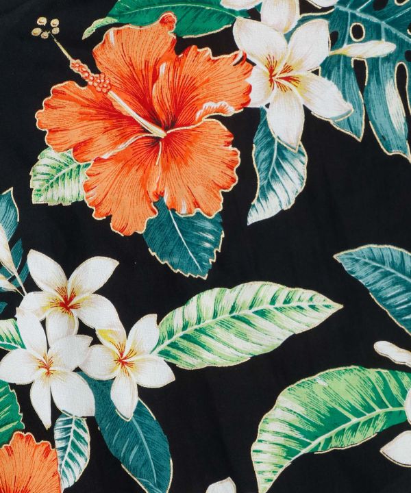 Hawaiian Botanical Foil Dress Cape Set by Kahiko - Ametsuchi