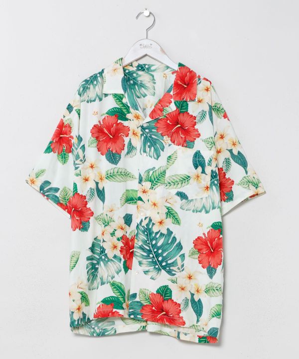 Botanical Print Rayon Aloha Shirt