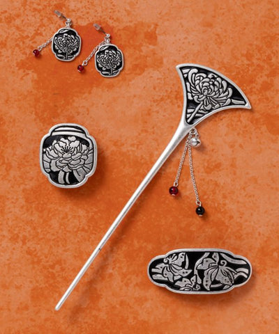 Japanese Zogan Motif Earrings by Kaya - Ametsuchi