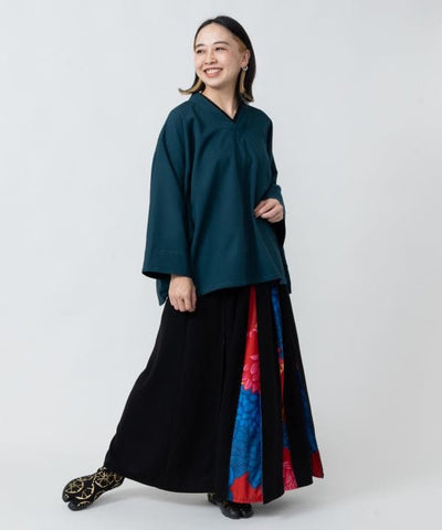 Floral Hakama Style Hakkake Skirt by Kaya - Ametsuchi