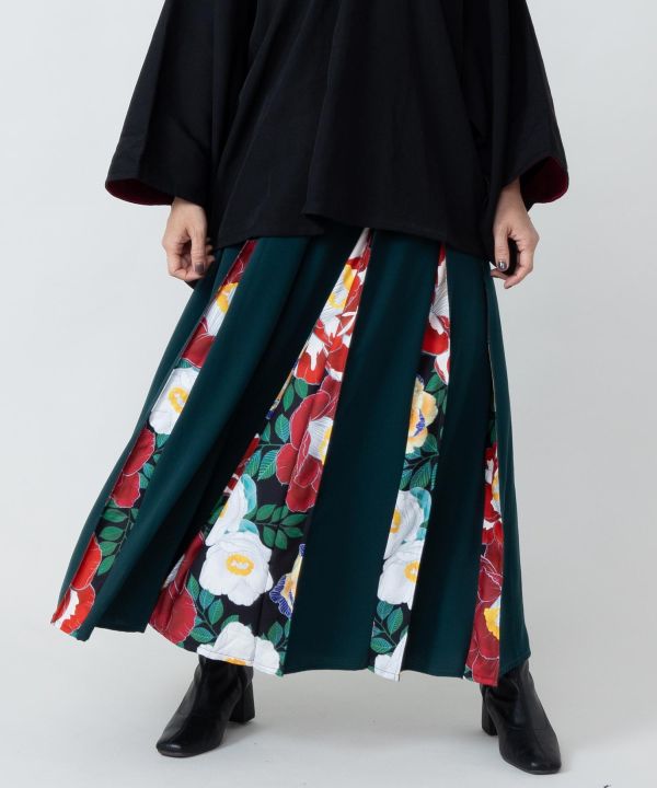 Floral Hakama Style Hakkake Skirt by Kaya - Ametsuchi