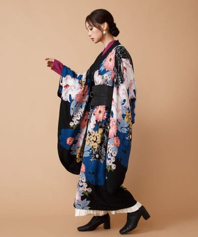 Japanese Floral Furisode Haori Jacket by Kaya - Ametsuchi