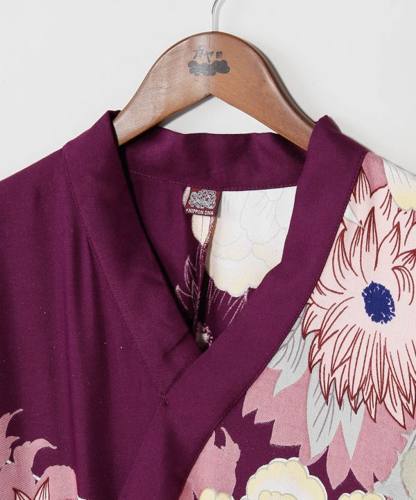 Japanese Floral Kimono Neck Dress by Kaya - Ametsuchi