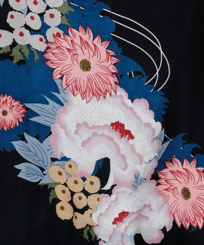 Japanese Floral Kimono Neck Dress by Kaya - Ametsuchi