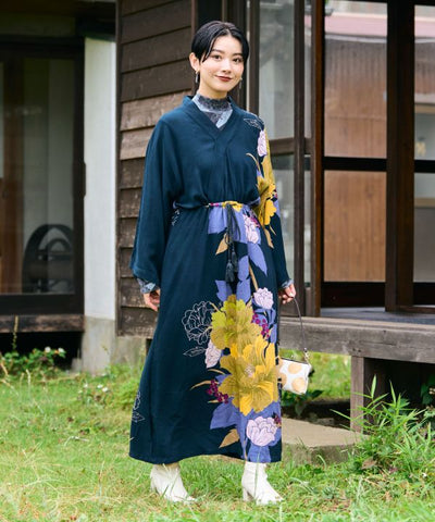 Japanese Floral Kimono Dress by Kaya - Ametsuchi