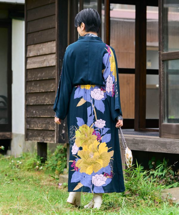 Japanese Floral Kimono Dress by Kaya - Ametsuchi