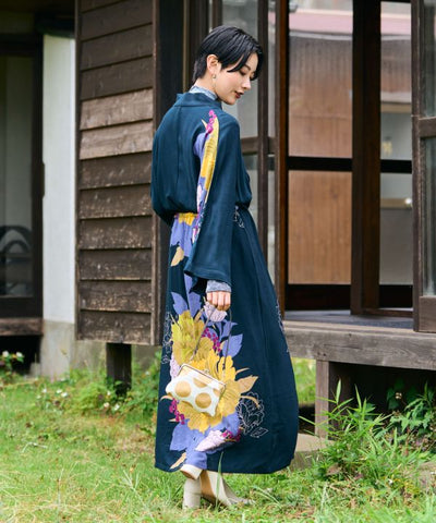 Japanese Floral Kimono Dress by Kaya - Ametsuchi