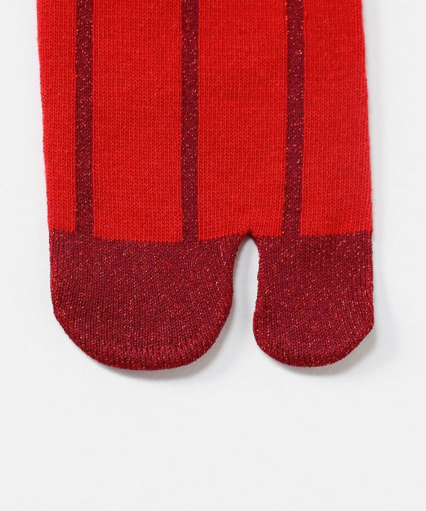 Metallic Stripe Tabi Socks - 23-25cm