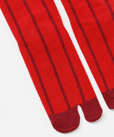 Metallic Stripe Tabi Socks - 23-25cm