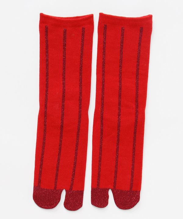 Metallic Stripe Tabi Socks - 23-25cm