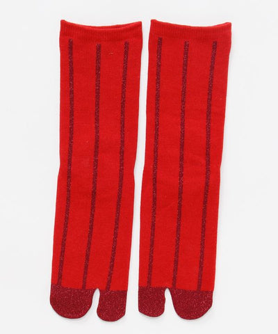 Metallic Stripe Tabi Socks - 23-25cm