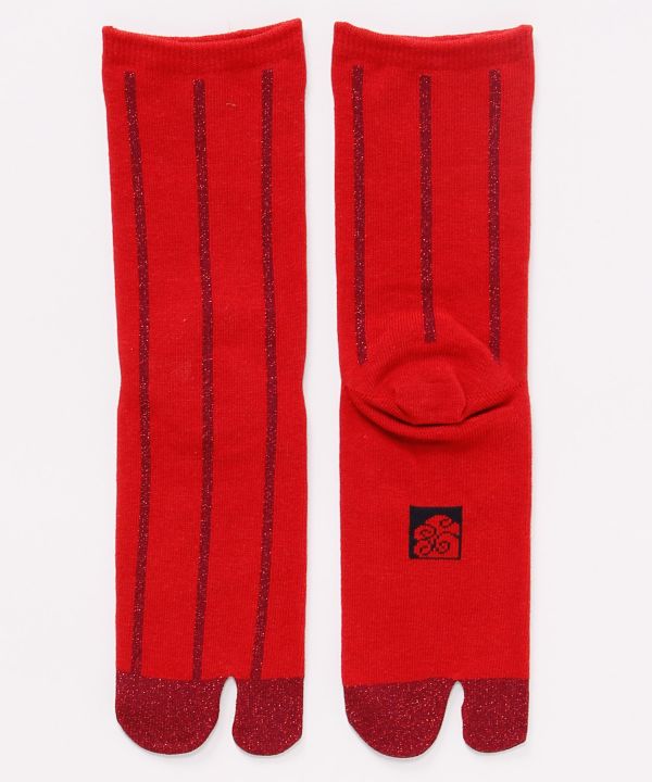 Metallic Stripe Tabi Socks - 23-25cm