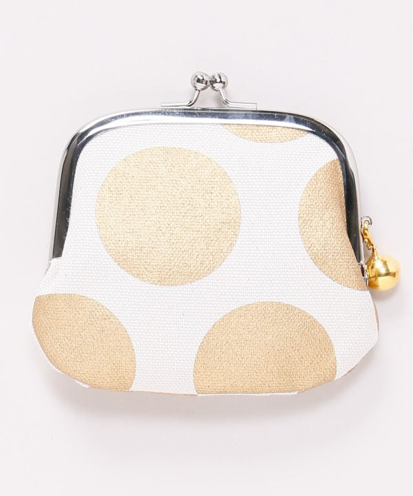 Retro Polka Dot Foil Print Gamaguchi Clasp Purse