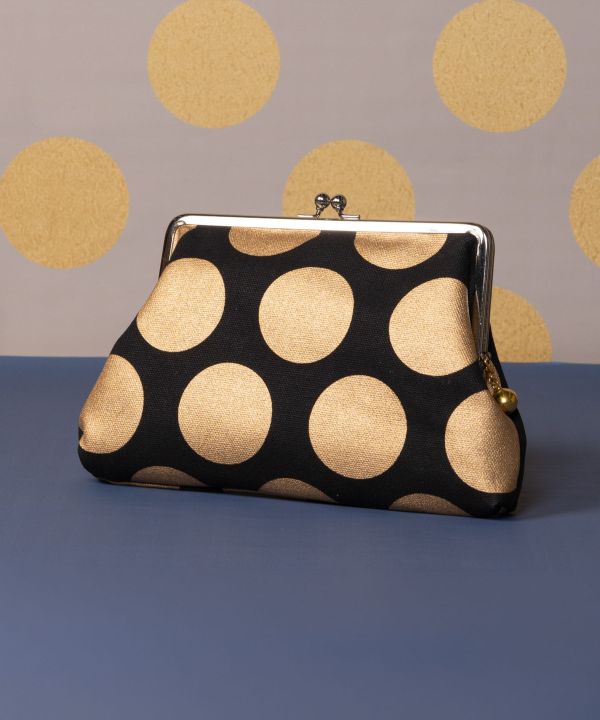 Retro Polka Dot Gamaguchi Pouch by Kaya - Ametsuchi