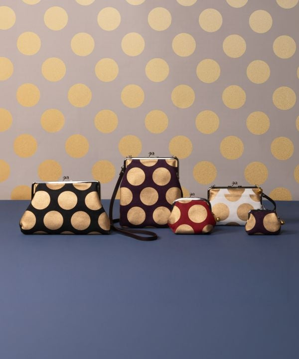 Retro Polka Dot Gamaguchi Pouch by Kaya - Ametsuchi