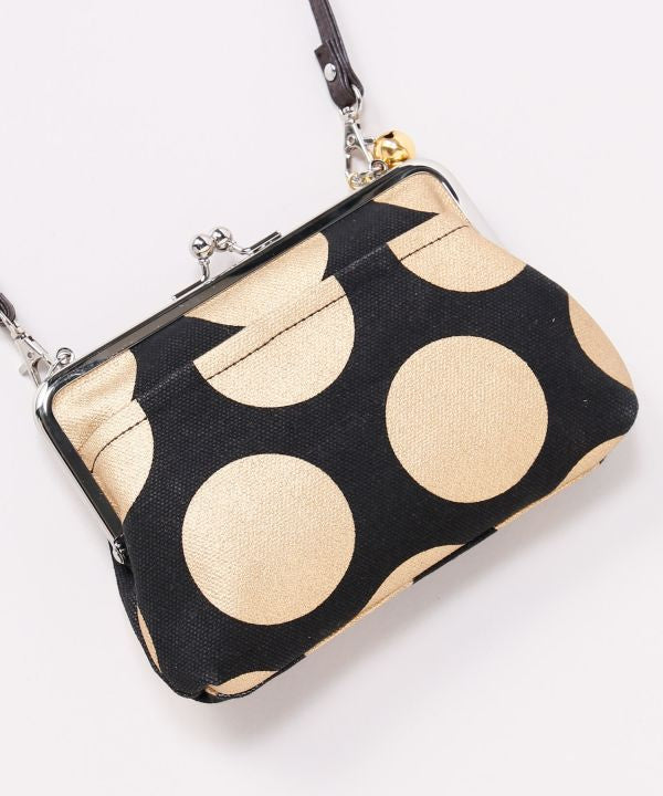 Retro Polka Dot Foil Print Gamaguchi Clasp Handbag