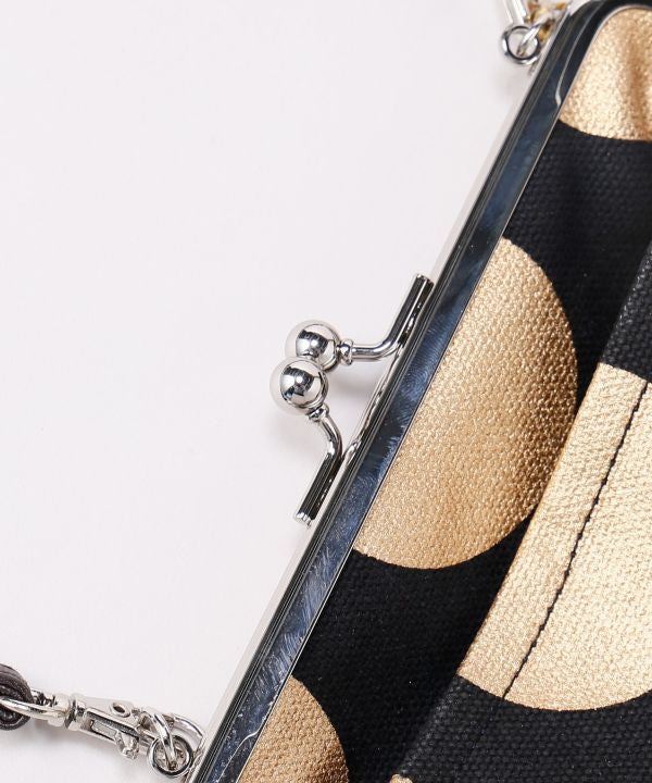 Retro Polka Dot Foil Print Gamaguchi Clasp Handbag