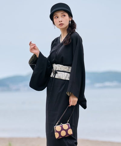 Retro Polka Dot Foil Print Gamaguchi Clasp Handbag