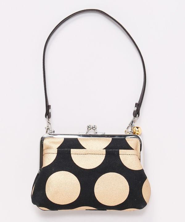 Retro Polka Dot Foil Print Gamaguchi Clasp Handbag