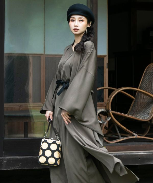 Retro Polka Dot Shoulder Gamaguchi Bag by Kaya - Ametsuchi
