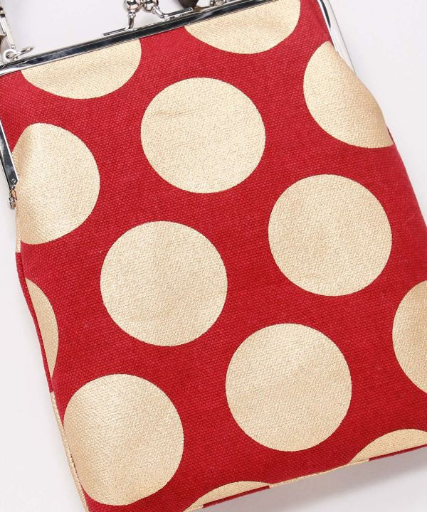 Retro Polka Dot Shoulder Gamaguchi Bag by Kaya - Ametsuchi