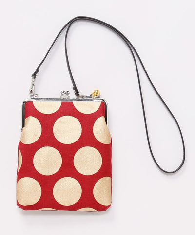 Retro Polka Dot Shoulder Gamaguchi Bag by Kaya - Ametsuchi