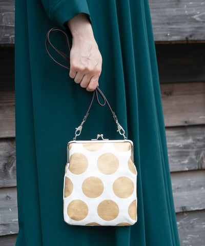 Retro Polka Dot Shoulder Gamaguchi Bag by Kaya - Ametsuchi