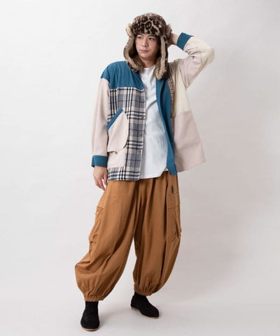 Corduroy Check Patchwork Shirt by AMINA - Ametsuchi