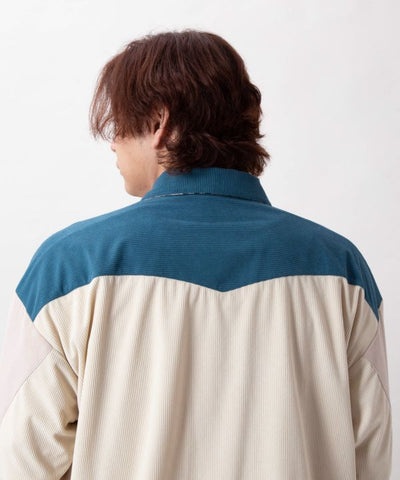 Corduroy Check Patchwork Shirt by AMINA - Ametsuchi