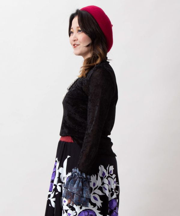 Velour Ruffle Layering Top