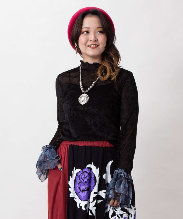 Velour Ruffle Layering Top by AMINA - Ametsuchi