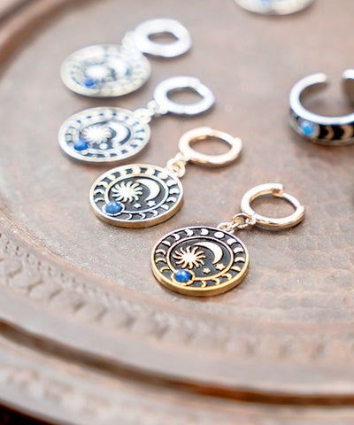 Moonstone Celestial Drop Earrings by AMINA - Ametsuchi