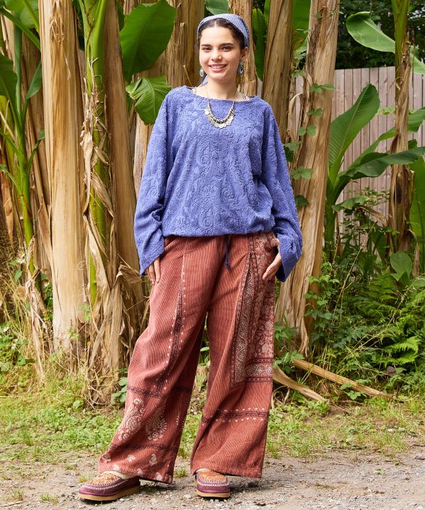Paisley Pile Fabric Top by AMINA - Ametsuchi