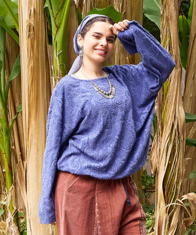 Paisley Pile Fabric Top by AMINA - Ametsuchi