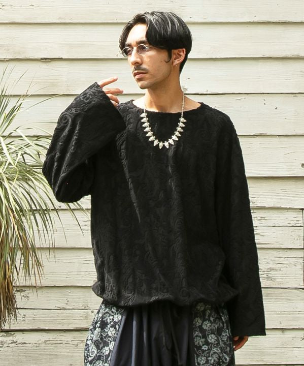 Paisley Pile Drawstring Top by AMINA - Ametsuchi