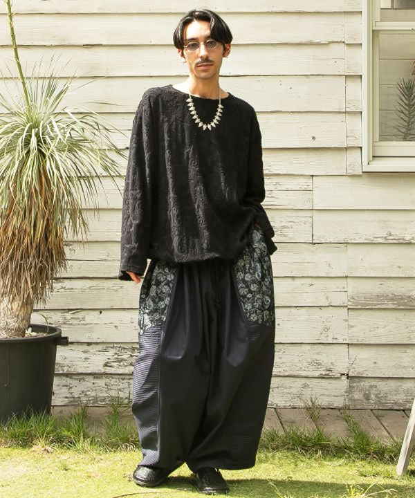 Paisley Pile Drawstring Top by AMINA - Ametsuchi