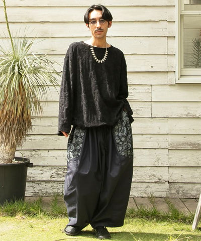 Paisley Pile Drawstring Top by AMINA - Ametsuchi