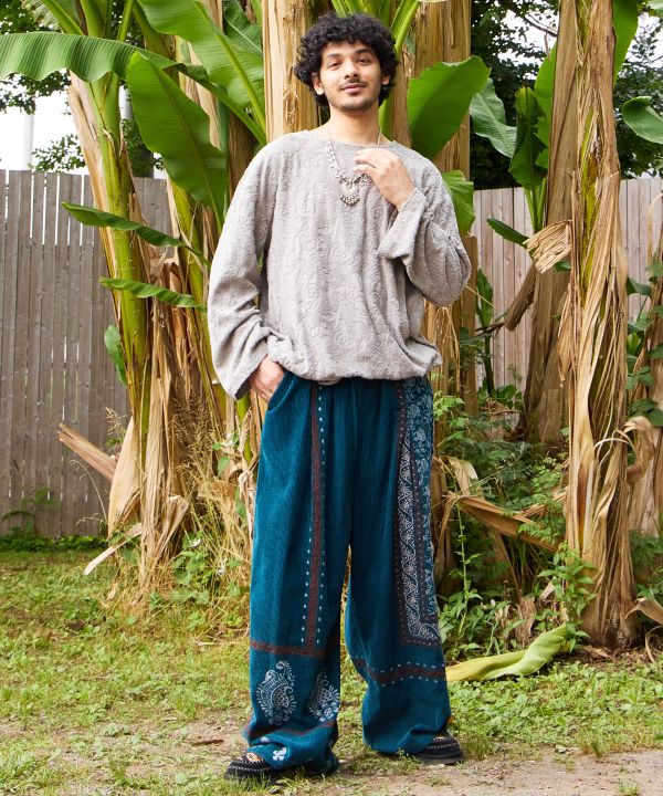 Paisley Pile Drawstring Top by AMINA - Ametsuchi