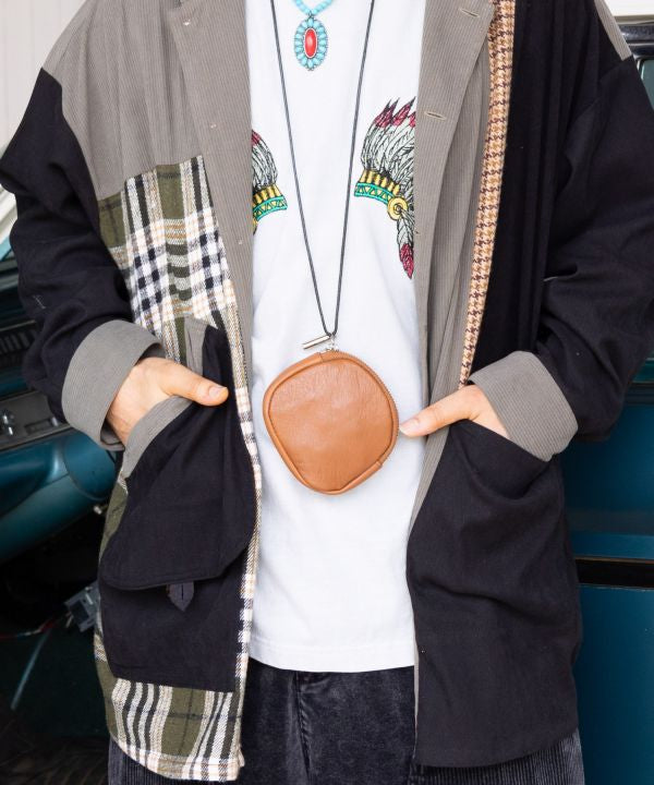 Round Leather Mini Pouch