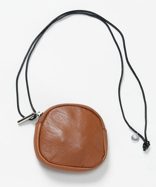 Round Leather Mini Pouch